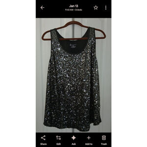 Women's Lane Bryant Grey Silver Sequin Tank Top Plus Size 18/20